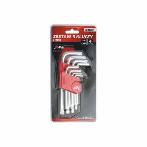 Zestaw 9 kluczy TORX krótkich K2 T10-T50