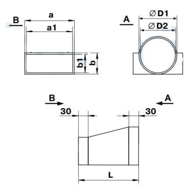 Łącznik przekrojów zmiennych 204x60mm VENTS 570