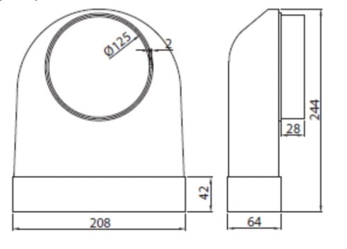 Kolano łącznikowe pionowe 204x60 90st 125fi 540