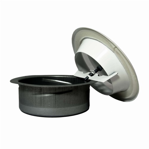 Anemostat wyciągowy zawór wentylacyjny z ramką biały TICKA fi 100 mm