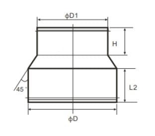 Redukcja tłoczona nyplowa symetryczna okrągła TICKA 200x160 mm