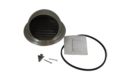 Czerpnia wyrzutnia ścienna chromoniklowa z okapnikiem CWSC 125 TICKA