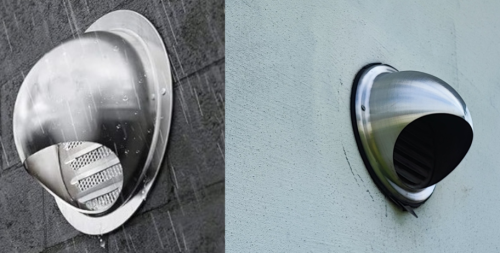 Czerpnia wyrzutnia ścienna chromoniklowa z okapnikiem CWSC 160 TICKA