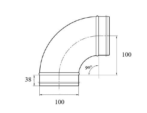 Kolano tłoczone TICKA ocynk fi 100 mm 90 stopni system rura spiro