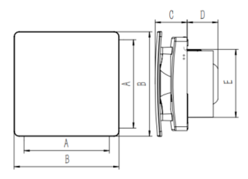 wentylator łazienkowy hokuro biały rysunek techniczny